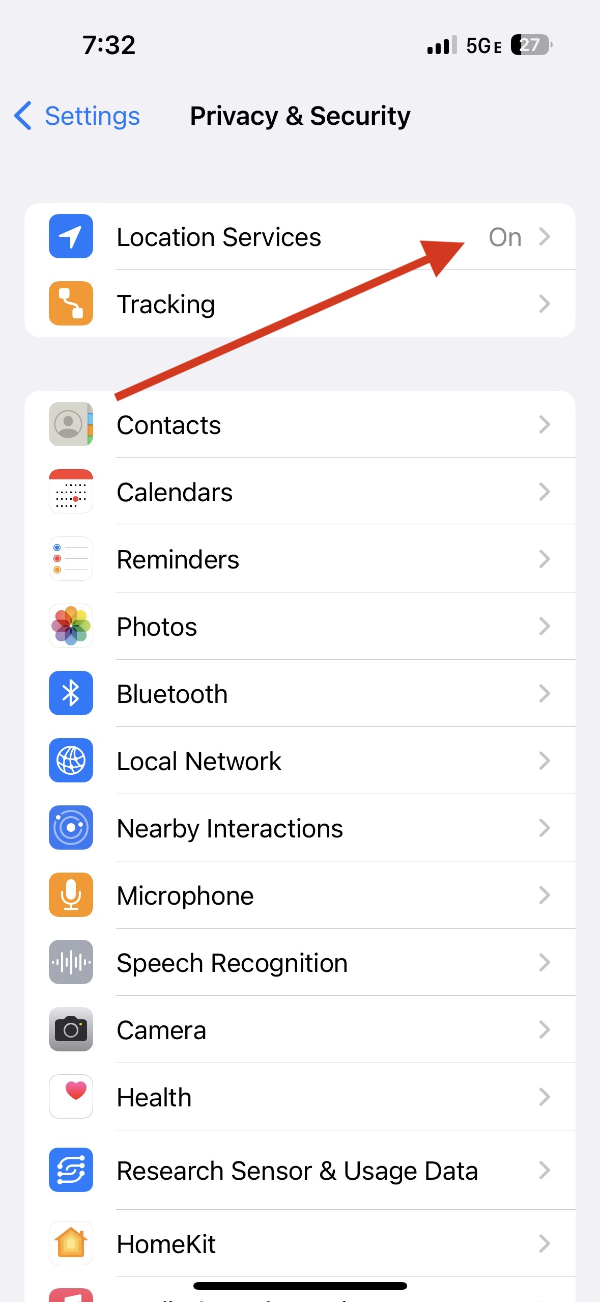 enable location services instructions iOS