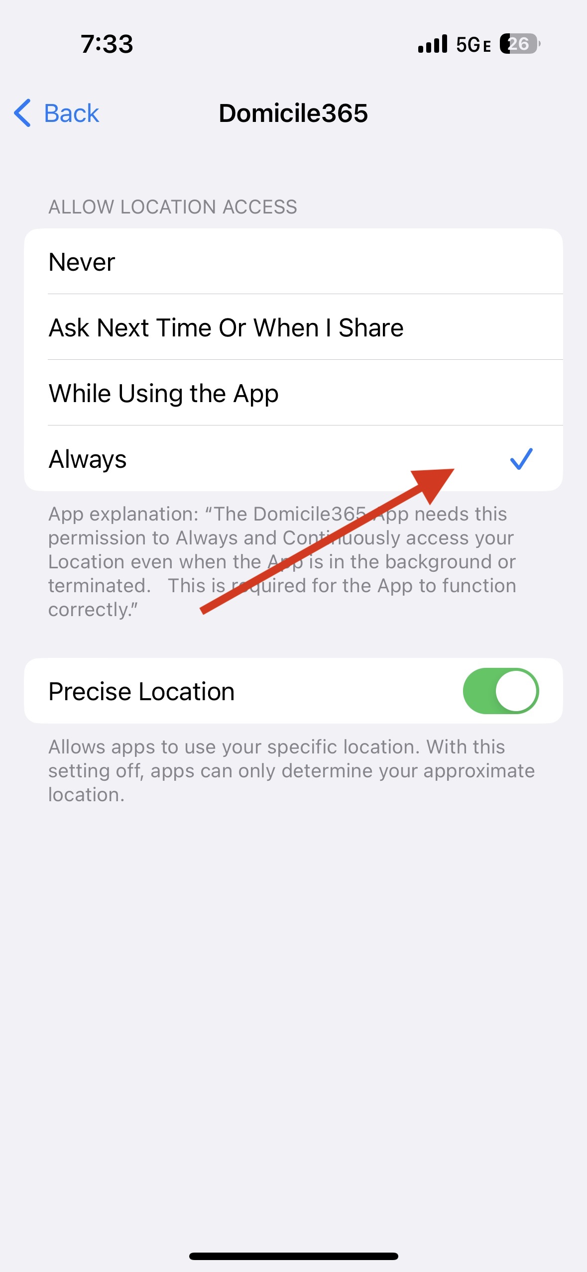 enable location services instructions iOS